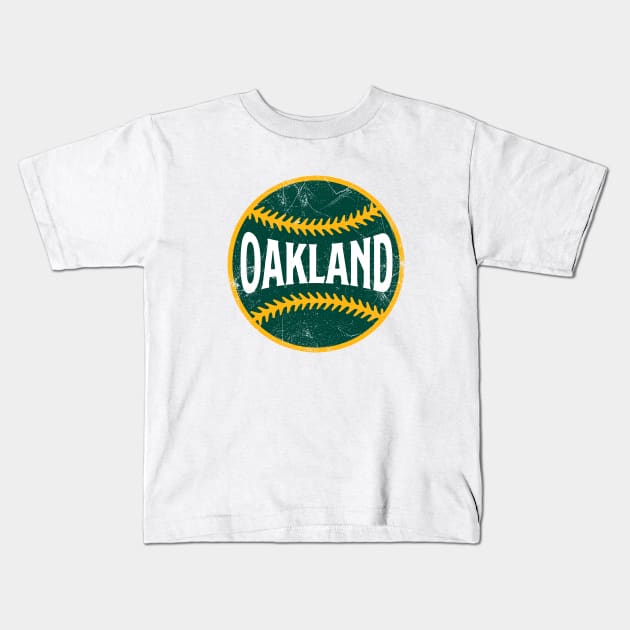 Oakland Retro Baseball - White Kids T-Shirt by KFig21